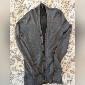 John vervatos medium gray silk cotton cardigan minor stitch issue throughout